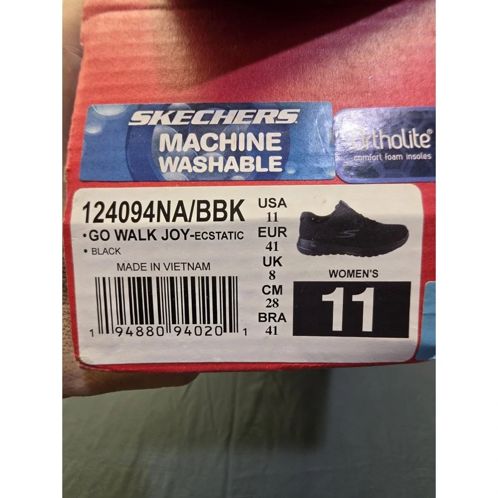 Skechers Women's GO Walk Joy Ecstatic Shoes Black Size 11 NIB Air Cooled Ez Fit